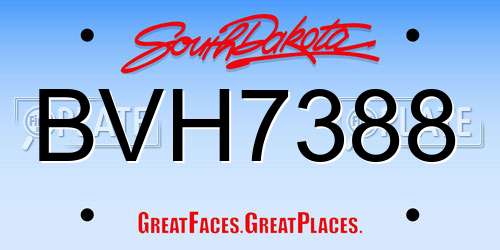 BVH7388 South Dakota License Plate