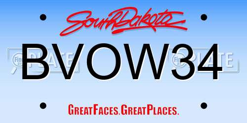 BVOW34 South Dakota License Plate