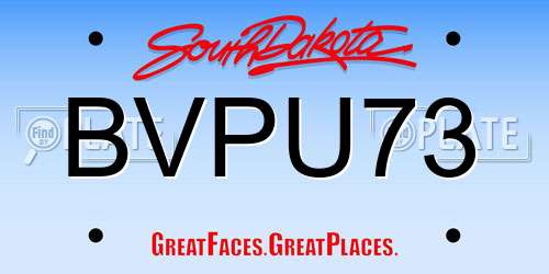 BVPU73 South Dakota License Plate