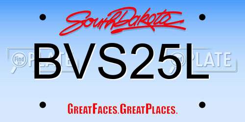 BVS25L South Dakota License Plate