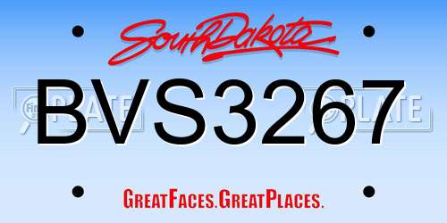 BVS3267 South Dakota License Plate