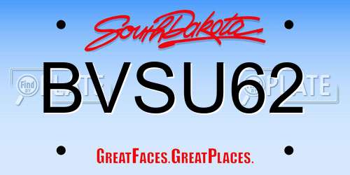 BVSU62 South Dakota License Plate