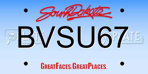 BVSU67 South Dakota License Plate