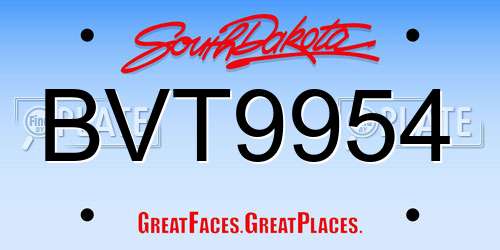 BVT9954 South Dakota License Plate