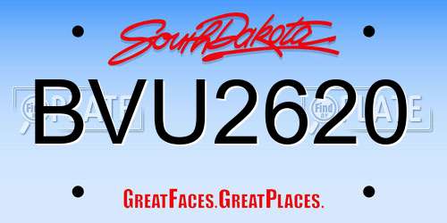 BVU2620 South Dakota License Plate