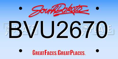 BVU2670 South Dakota License Plate