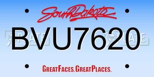 BVU7620 South Dakota License Plate