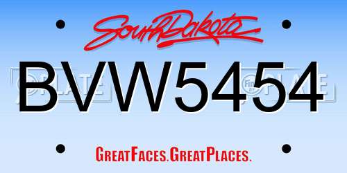BVW5454 South Dakota License Plate
