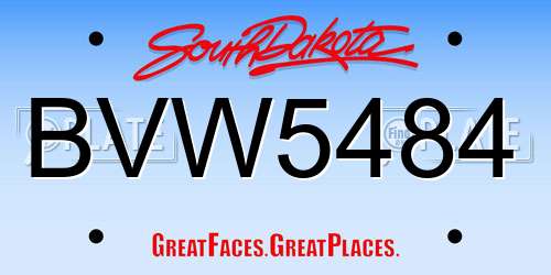 BVW5484 South Dakota License Plate