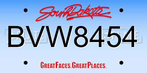 BVW8454 South Dakota License Plate