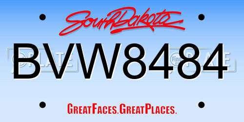 BVW8484 South Dakota License Plate