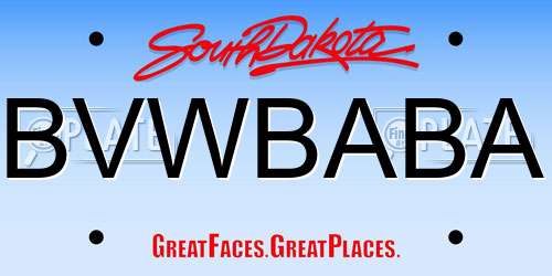 BVWBABA South Dakota License Plate
