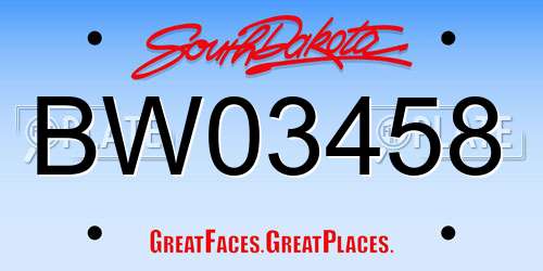 BW03458 South Dakota License Plate