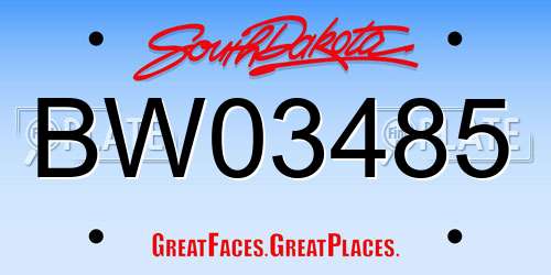 BW03485 South Dakota License Plate