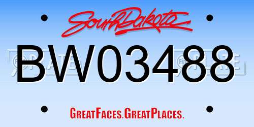 BW03488 South Dakota License Plate