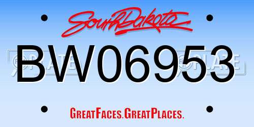 BW06953 South Dakota License Plate
