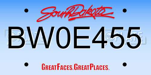 BW0E455 South Dakota License Plate
