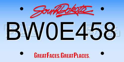 BW0E458 South Dakota License Plate
