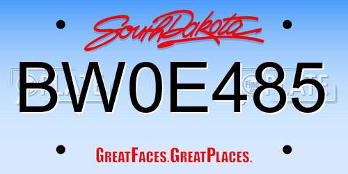 BW0E485 South Dakota License Plate