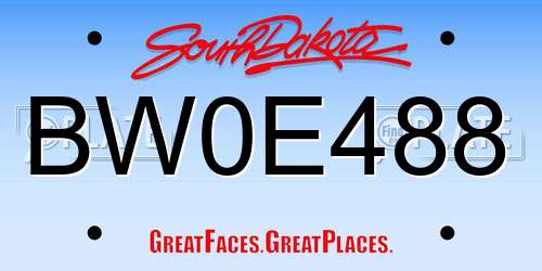 BW0E488 South Dakota License Plate