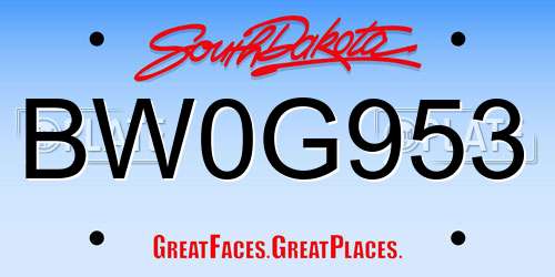 BW0G953 South Dakota License Plate