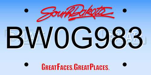 BW0G983 South Dakota License Plate