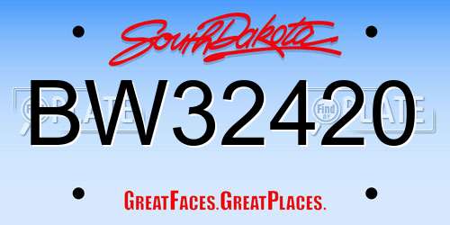 BW32420 South Dakota License Plate