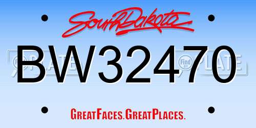 BW32470 South Dakota License Plate