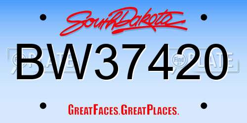 BW37420 South Dakota License Plate