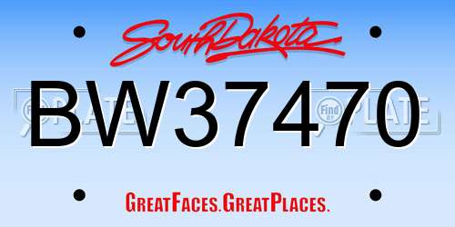 BW37470 South Dakota License Plate
