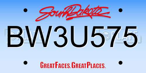 BW3U575 South Dakota License Plate