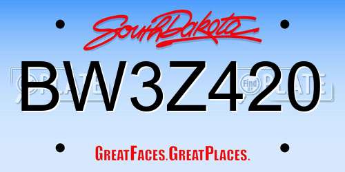 BW3Z420 South Dakota License Plate
