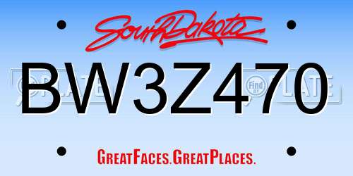 BW3Z470 South Dakota License Plate