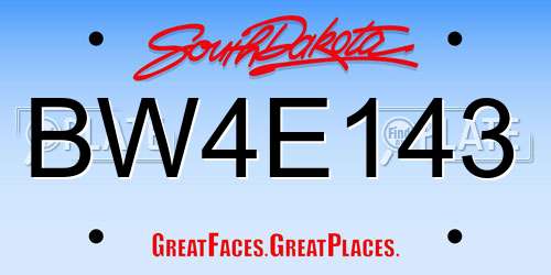 BW4E143 South Dakota License Plate