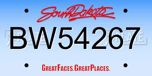 BW54267 South Dakota License Plate