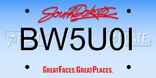 BW5U0I South Dakota License Plate