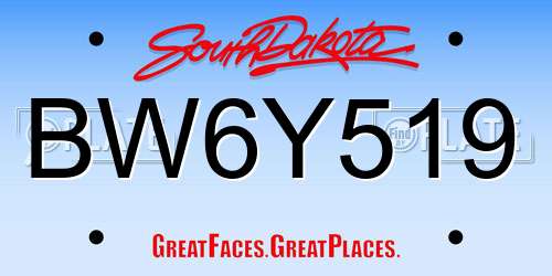 BW6Y519 South Dakota License Plate