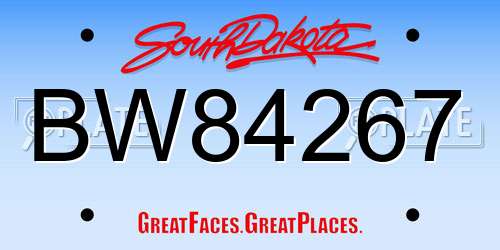 BW84267 South Dakota License Plate