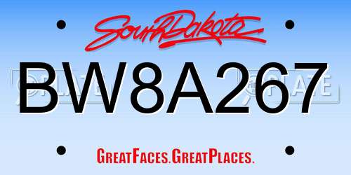 BW8A267 South Dakota License Plate
