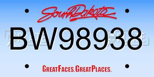 BW98938 South Dakota License Plate