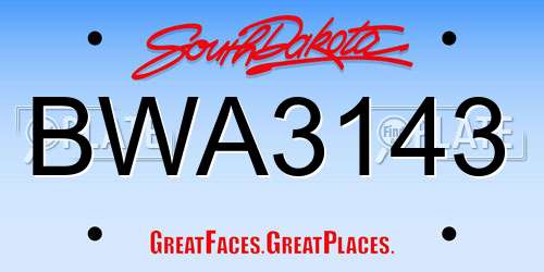 BWA3143 South Dakota License Plate