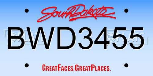 BWD3455 South Dakota License Plate