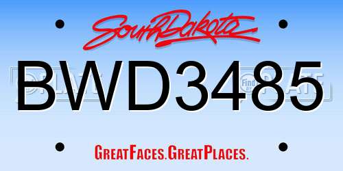 BWD3485 South Dakota License Plate
