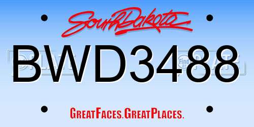 BWD3488 South Dakota License Plate