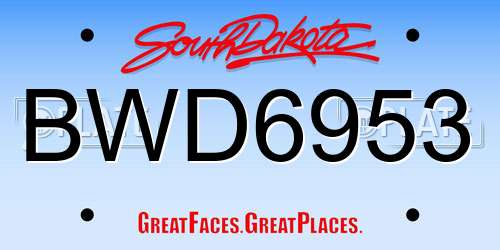 BWD6953 South Dakota License Plate