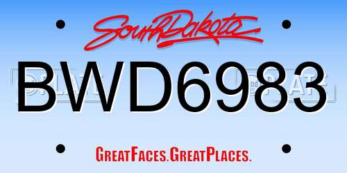 BWD6983 South Dakota License Plate