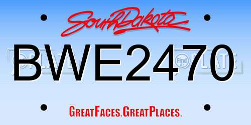 BWE2470 South Dakota License Plate