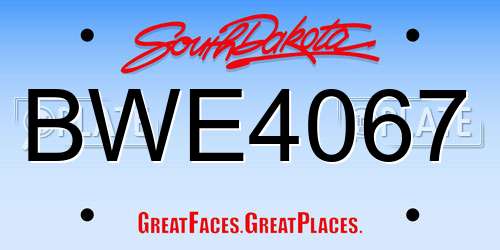 BWE4067 South Dakota License Plate