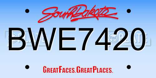 BWE7420 South Dakota License Plate