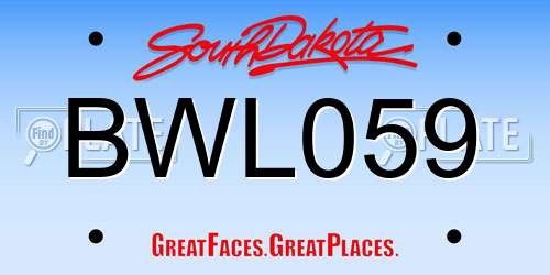 BWL059 South Dakota License Plate
